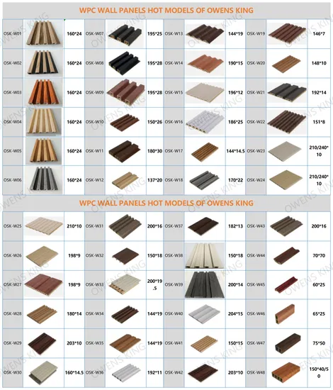 새로운 디자인 WPC 그릴 벽 패널 목재/210*24*2900mm 음향 패널